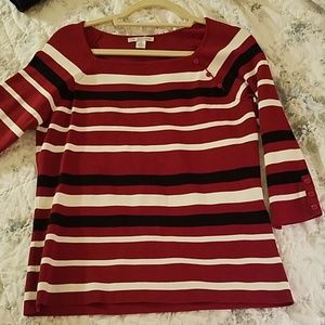Petite Sophisticate 3/4 Stripped Sweater